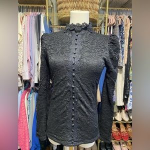 Veinfuns Lace Overlay Lined Long Sleeve Blouse/Top. Size M